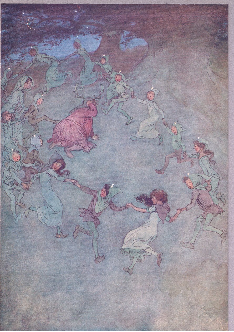 Laat ze hem dan allemaal omringen, illustratie uit The Merry Wives of Windsor, 1910 door Hugh Thomson