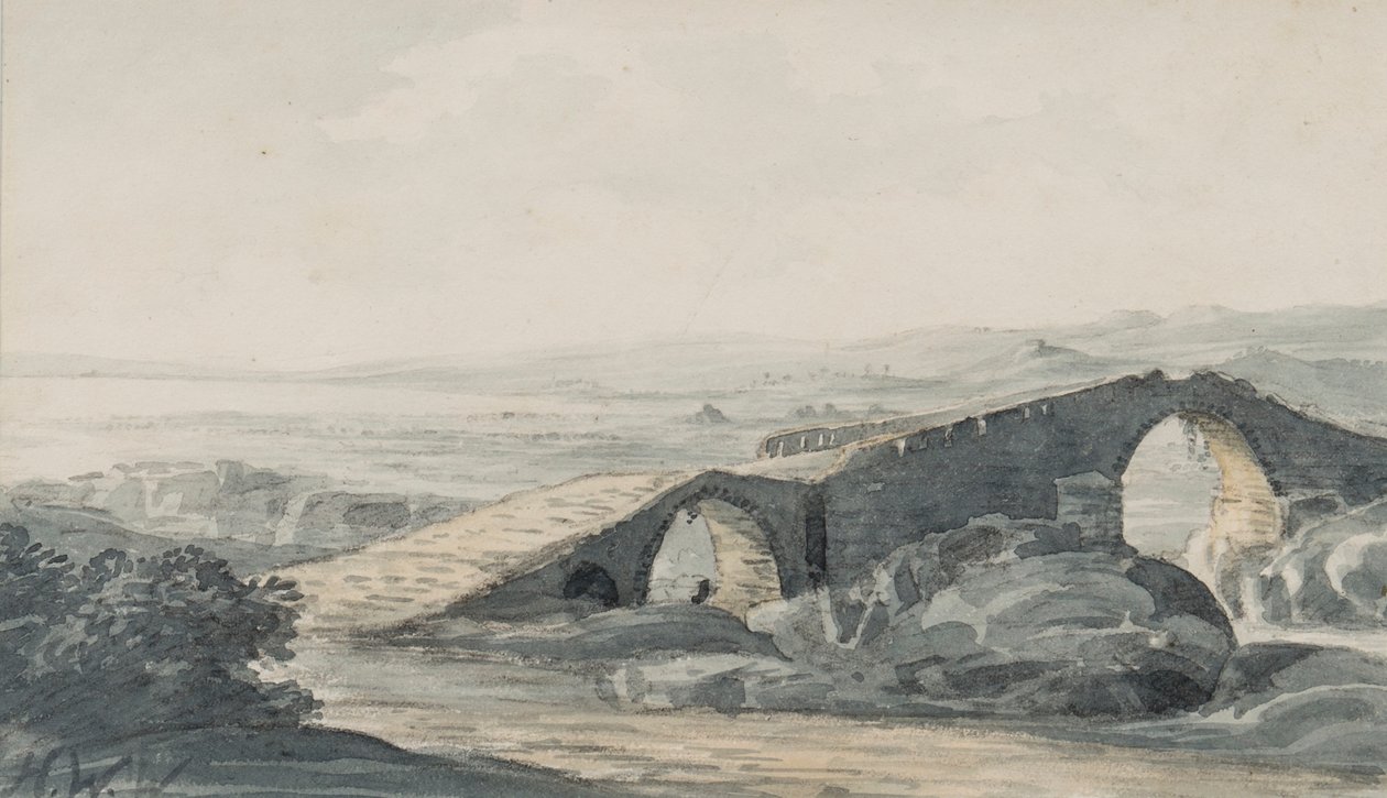 Devils Bridge richting de zee, River Anda, c.1818 door Hugh William Williams