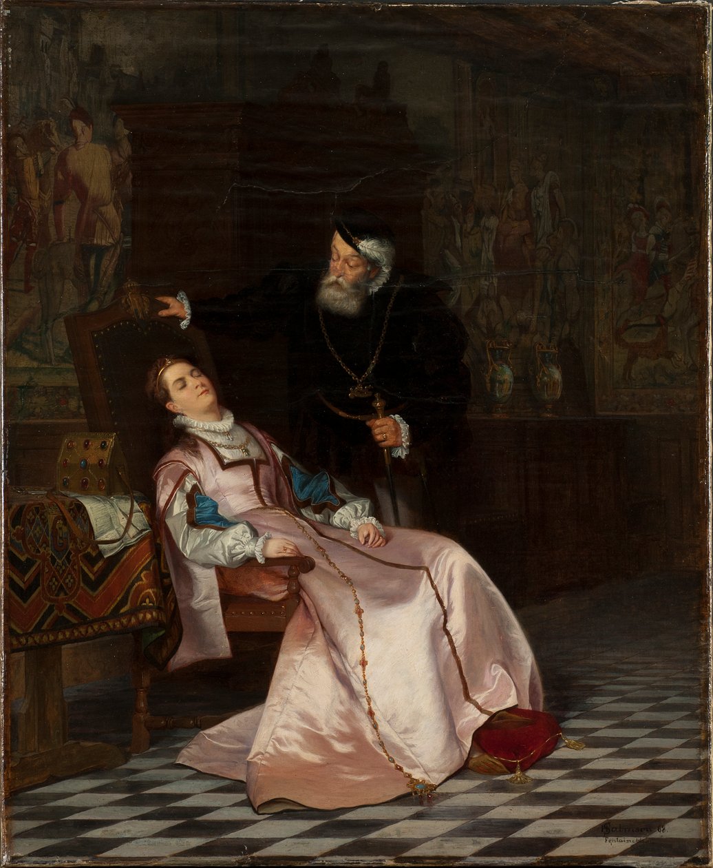 Gustav Vasa vindt zijn gemalin Catherine Stenbock slapend en hoort haar zeggen Koning Gösta ik hou van..., 1 door Hugo Salmson