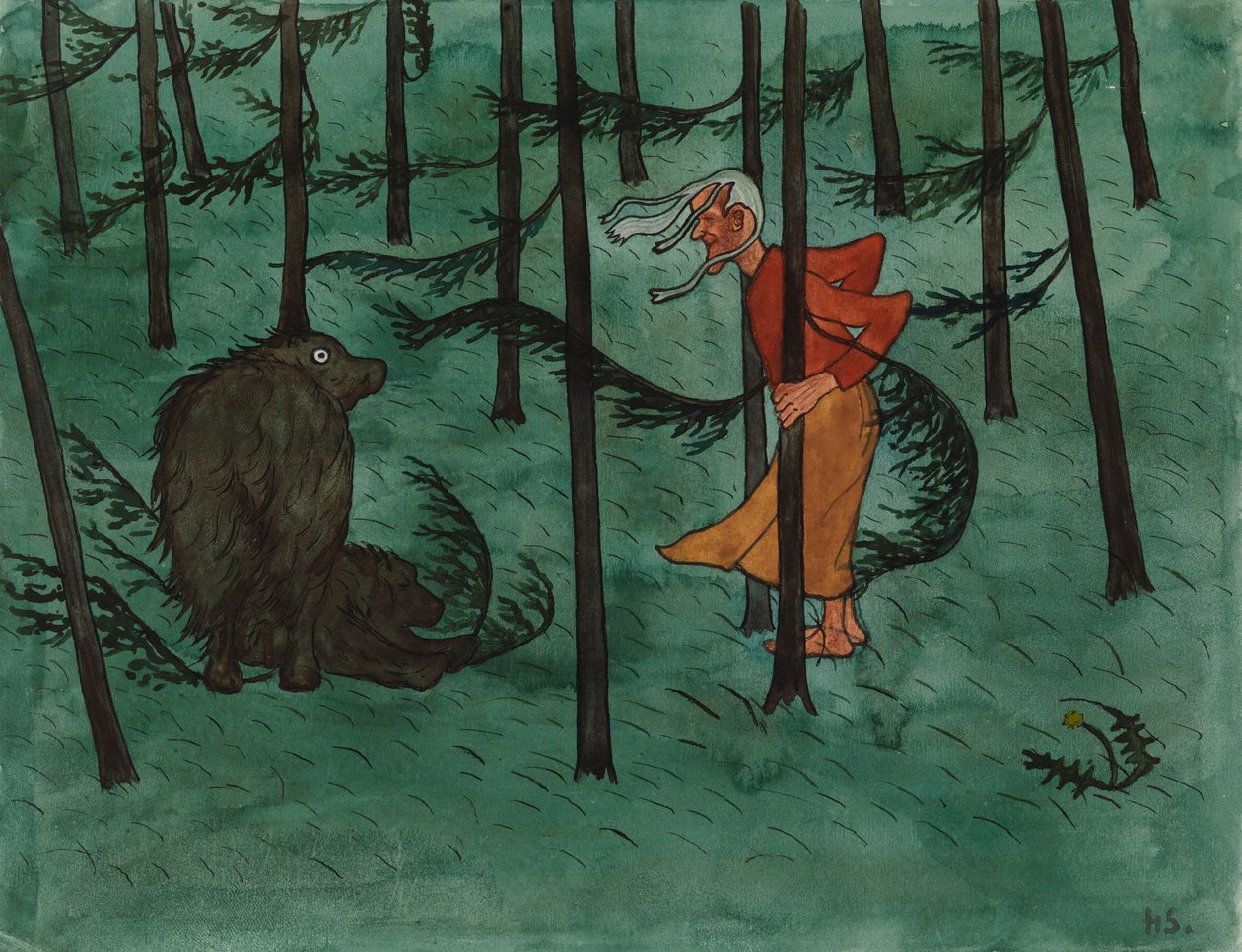 Angst in het bos door Hugo Simberg