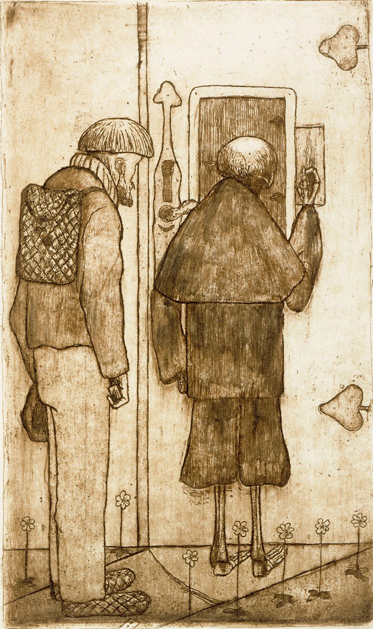 De boer en de dood aan de poorten van de hemel door Hugo Simberg