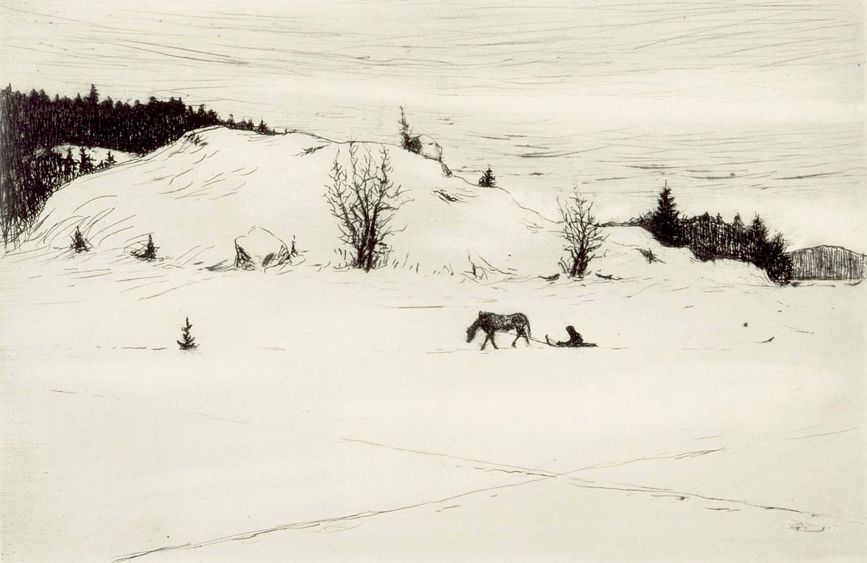 Winterweg II door Hugo Simberg