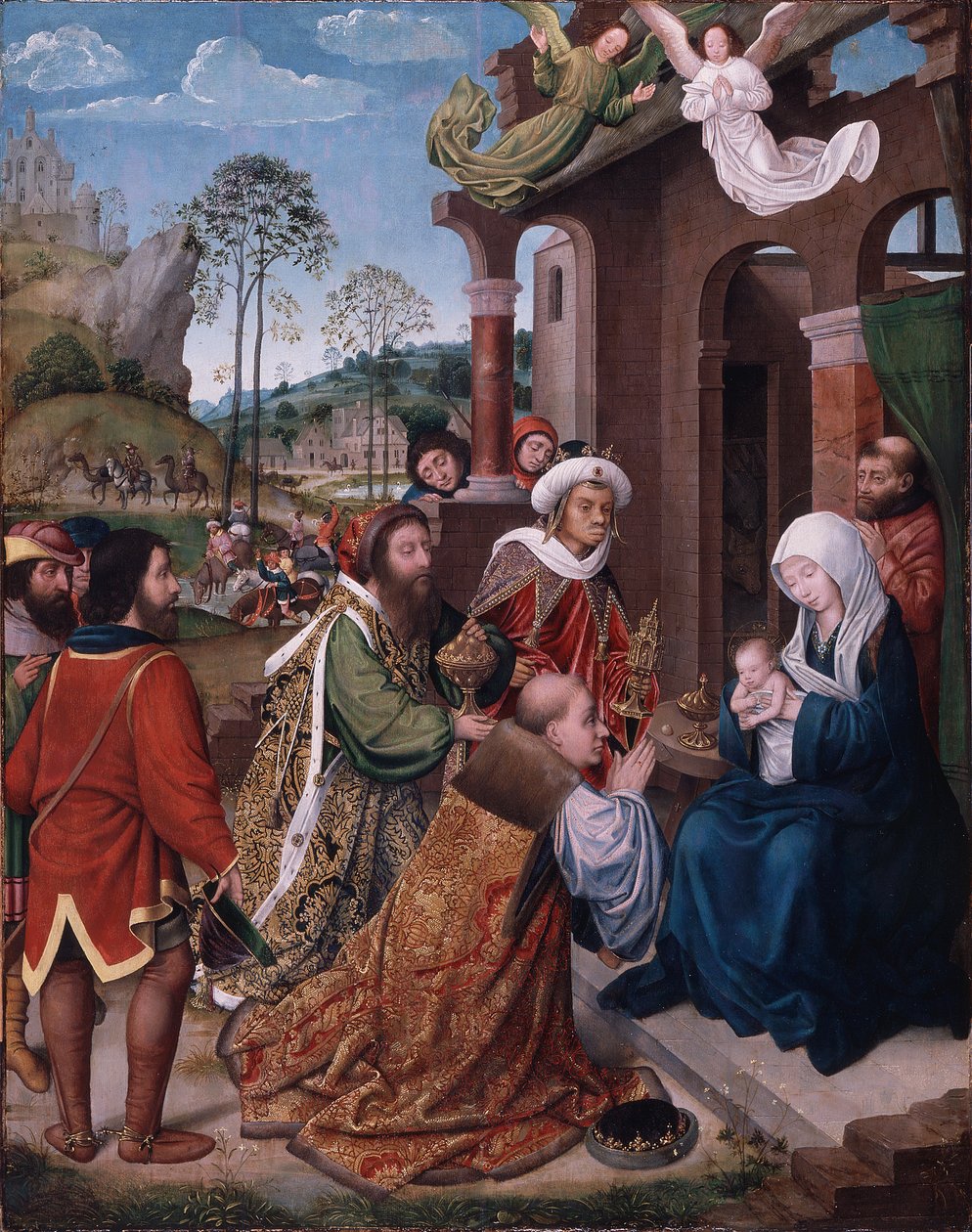 Aanbidding van de Wijzen, ca.1505 (olieverf op paneel) door Hugo van der (follower of) Goes