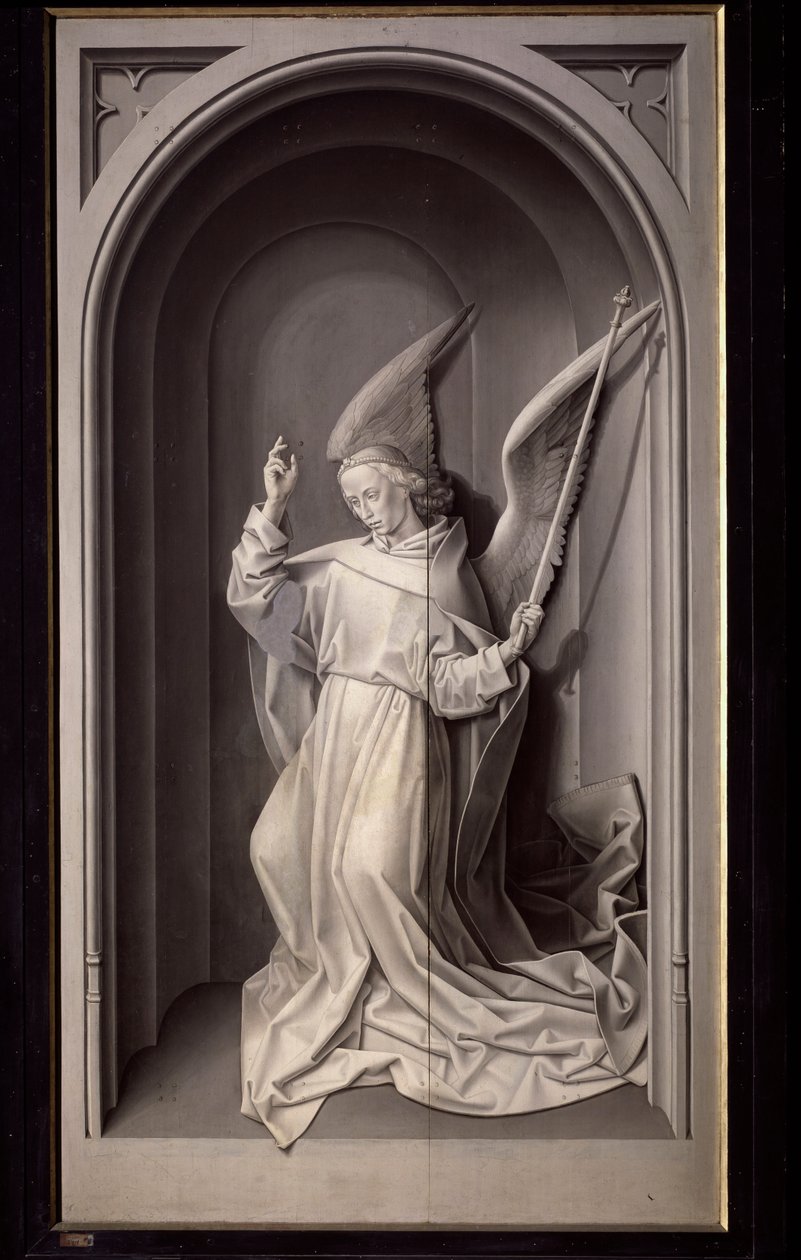 Engel van de Annunciatie, buitenpaneel van het Portinari-drieluik door Hugo van der Goes