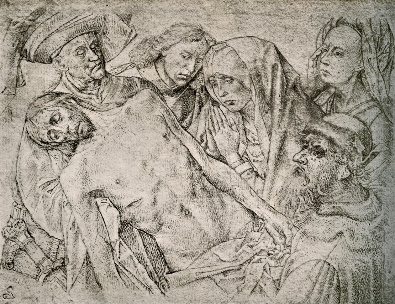 Tekening naar de Kruisafneming, ca. 1460-1480, 1908 door Hugo van der Goes