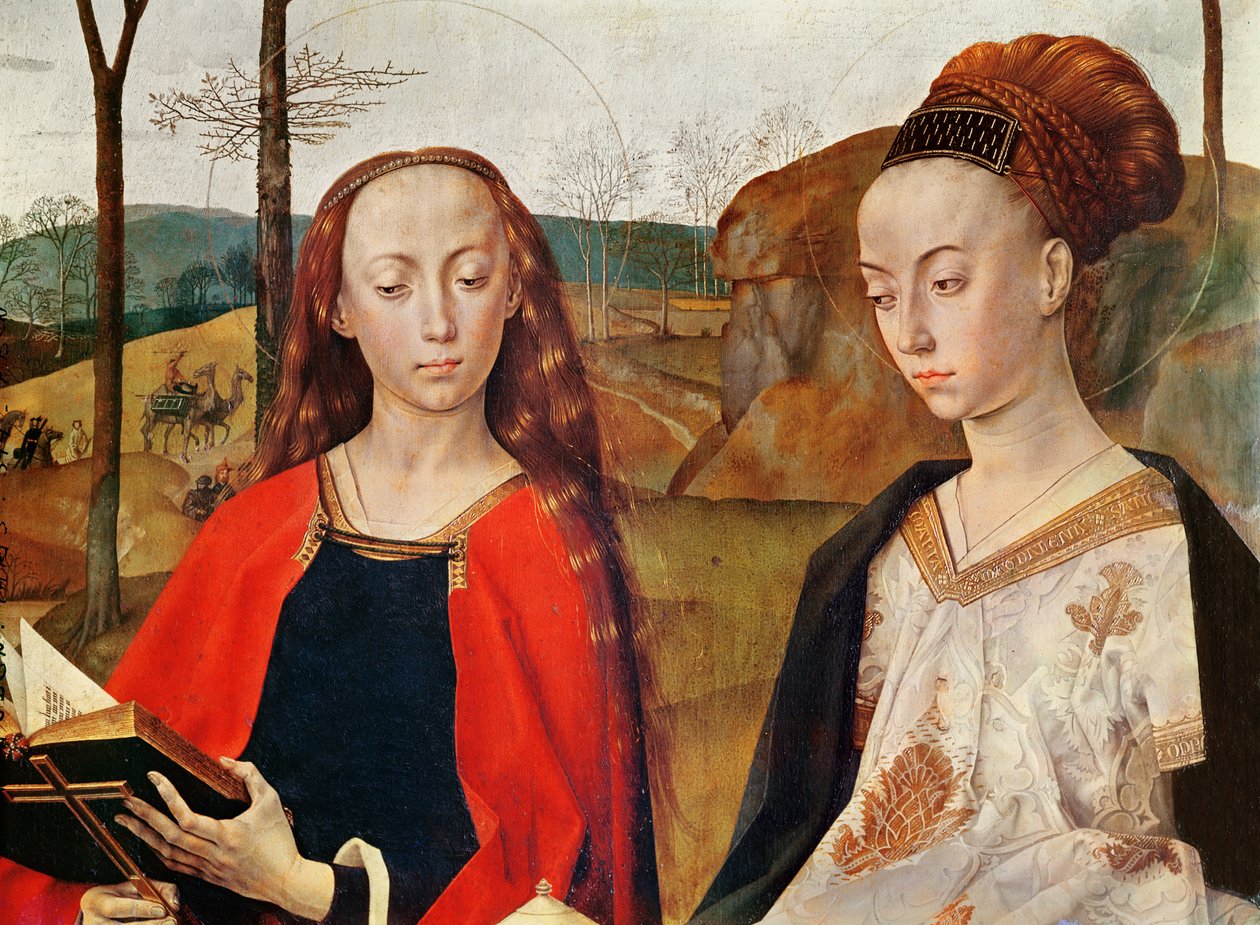 Heilige Margarete en Heilige Maria Magdalena (detail) door Hugo van der Goes
