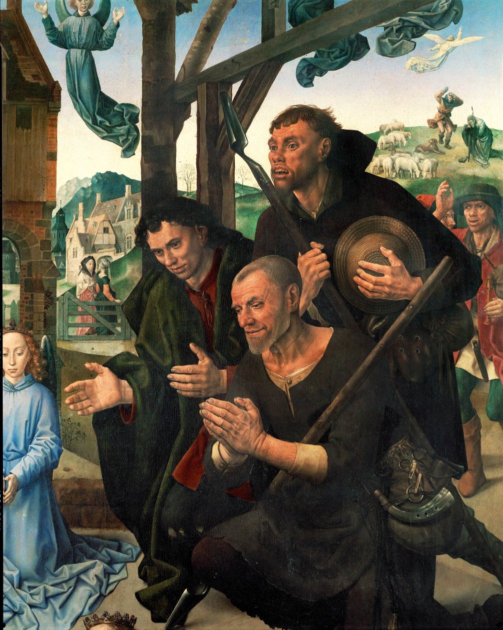 Drie herders (tempera op hout) door Hugo van der Goes