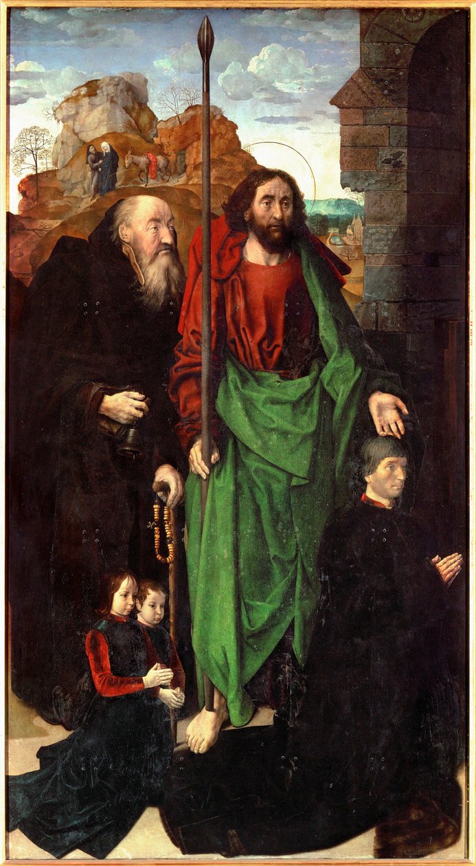 Tommaso Portinari en zijn twee zonen, geflankeerd door de heilige Antonius en de heilige Thomas (tempera op hout) door Hugo van der Goes
