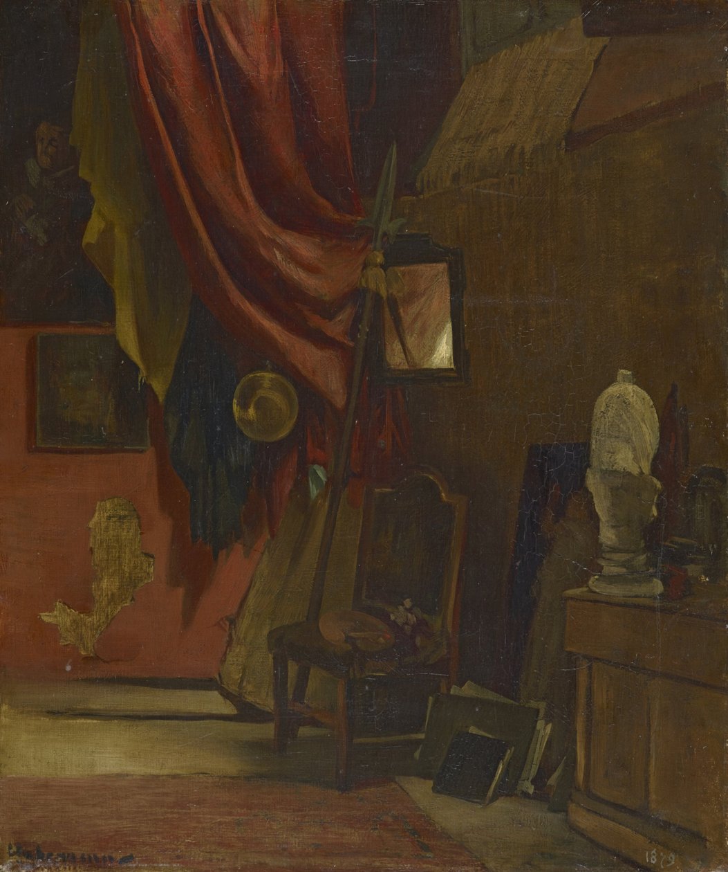 In het atelier door Hugo von Habermann