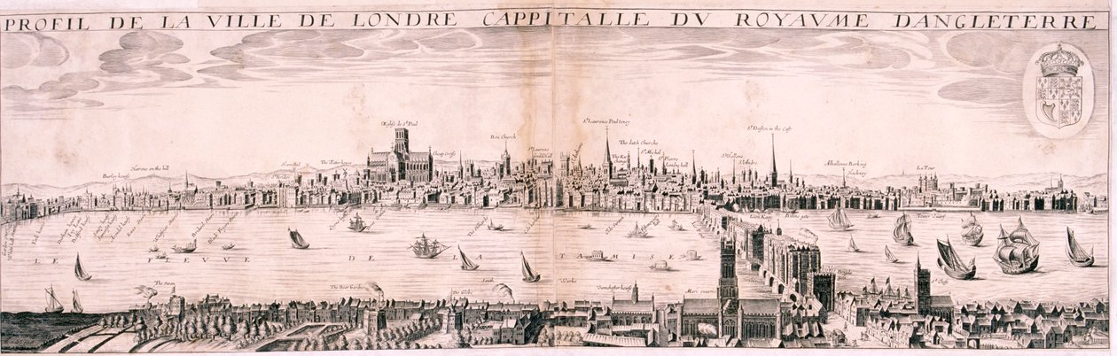 Uitzicht op Londen vanuit het zuiden, 1643 door Hugue Picart