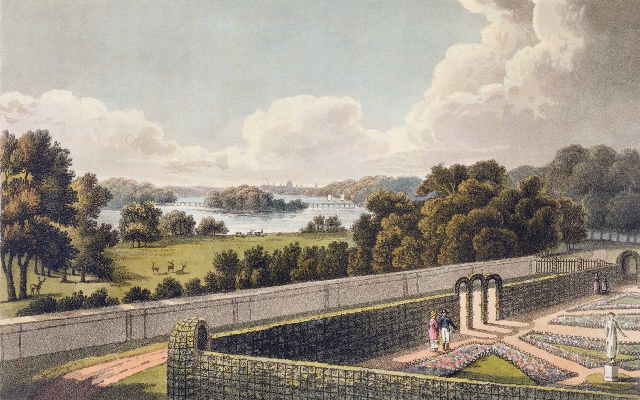 Uitzicht, zoals voorgesteld om te worden gewijzigd, vanaf het portiek van een villa nabij Londen, uit 