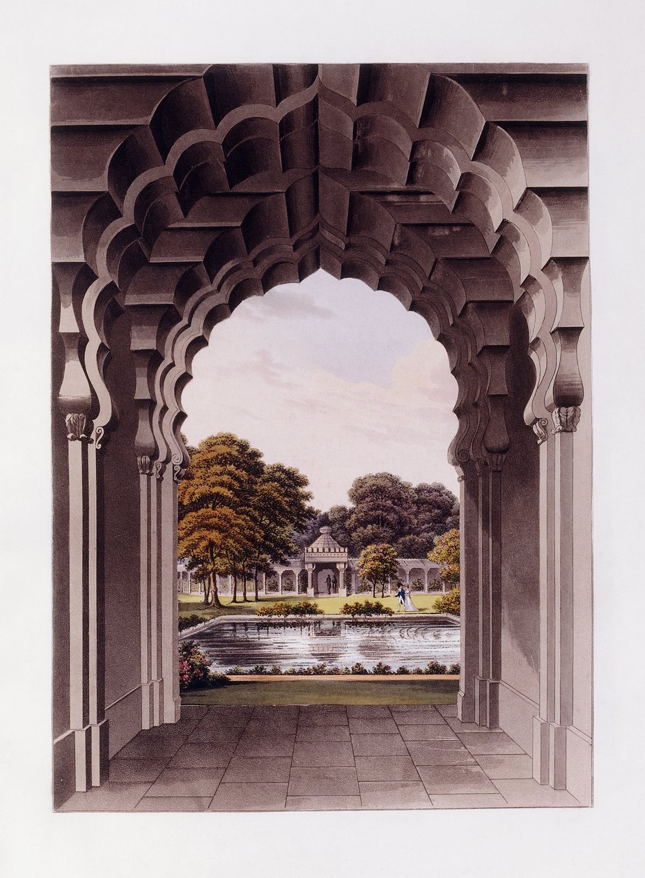 Een architectonisch ontwerp met tuin door Humphry (after) Repton