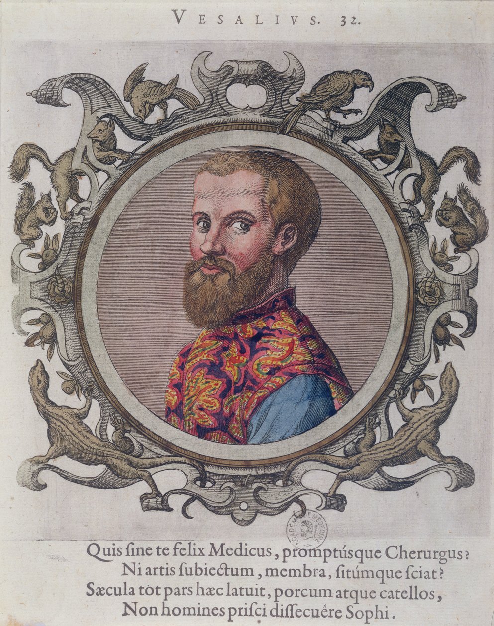 Portret van Andreas Vesalius (1514-64) uit Receuil des Portraits de Medecins door de Hongaarse arts, Sambucus, 1574 door Hungarian School