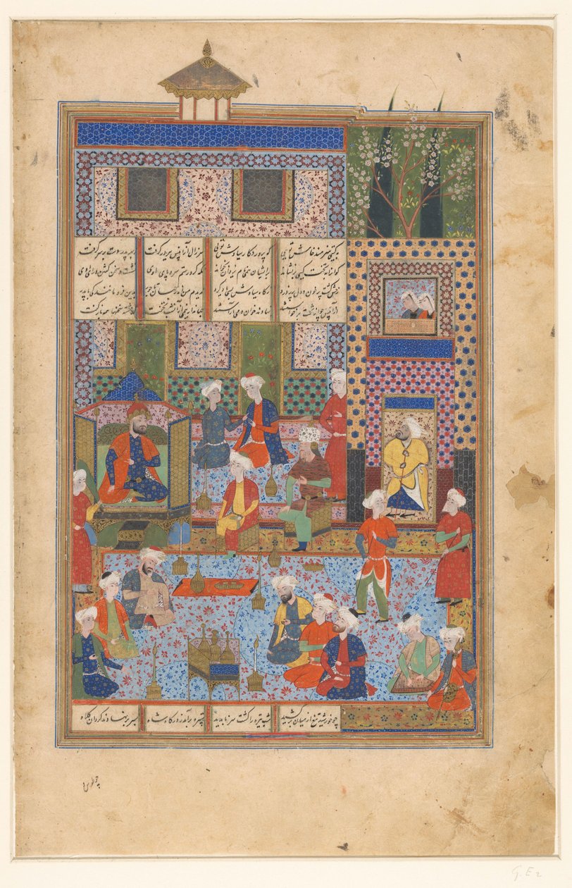 Rustam neemt afscheid van Shah Kai Khusrau door Husain Mirza Baiqara van Herat (manner of)