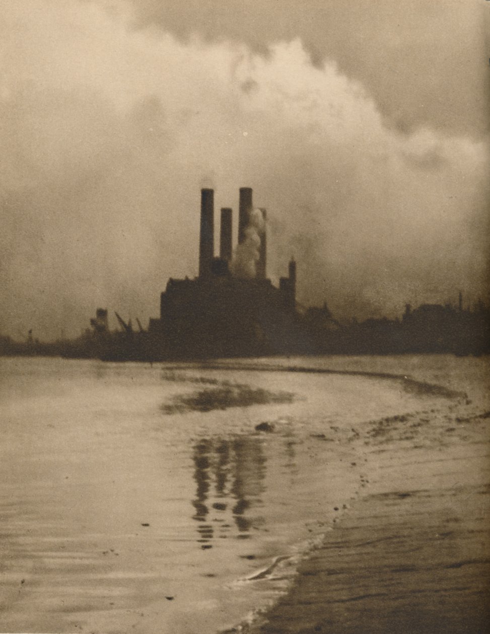 Chelsea Schoorstenen: Elektriciteitscentrale op de plaats van de oude Cremorne-tuinen, ca. 1935 door Huson