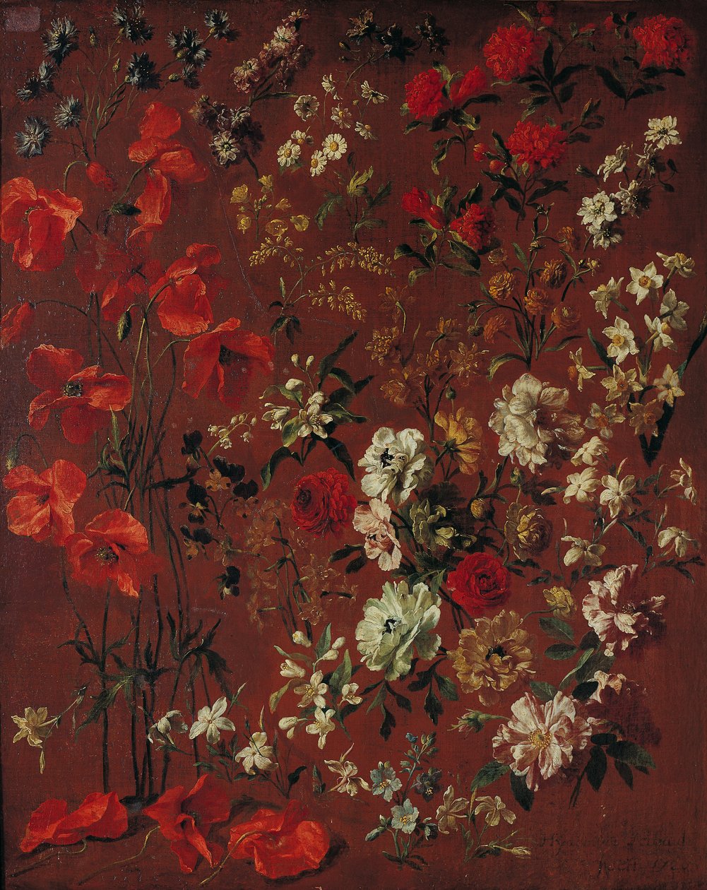 Studie van Bloemen, 1720 door Hyacinthe Francois Rigaud