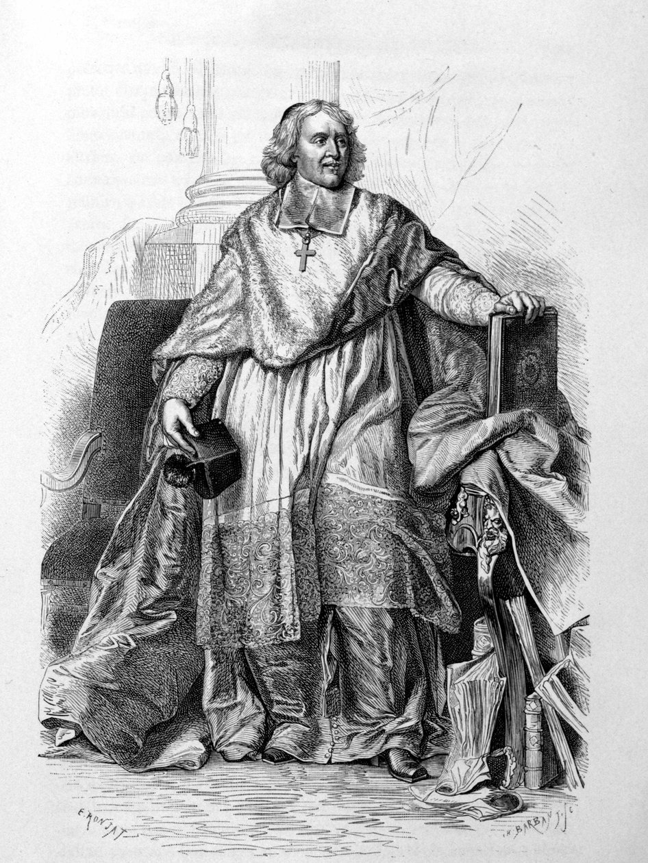 Gegraveerd portret van Jacques-Benigne Bossuet, bisschop van Meaux na Hyacinthe Rigaud (Musée du Louvre) - in 