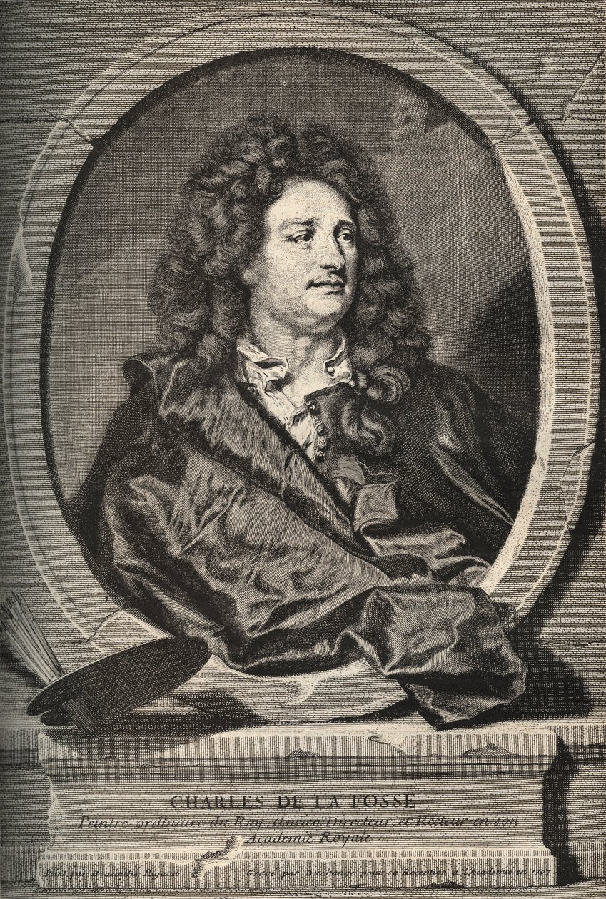 Portret van Charles de La Fosse (1636-1716), Franse schilder - gravure door Dumchange door H. Rigaud door Hyacinthe (after) Rigaud