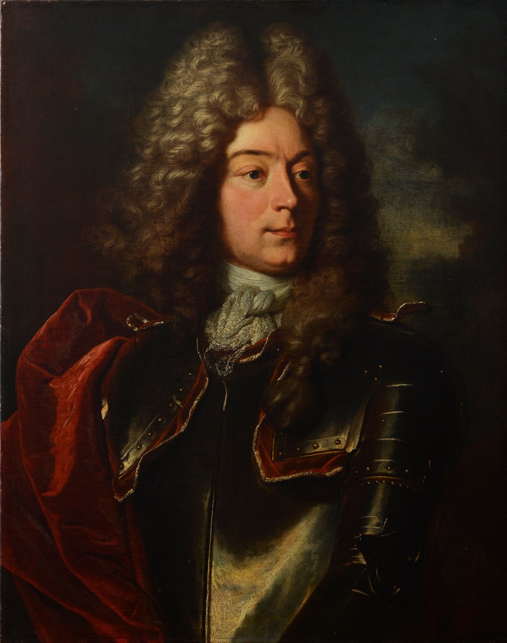 Duits: Portret van Johann Frisching (1668-1726), mede-eigenaar van Rümligen, officier, baljuw van Metzgern. door Hyacinthe Rigaud