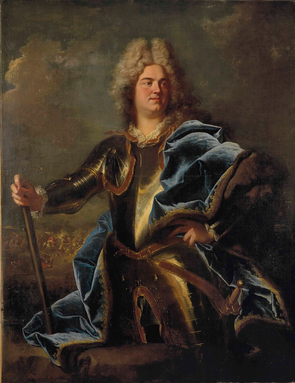 Portret van een man, traditioneel geïdentificeerd als Claude Louis Hector, hertog van Villars (1653-1734) door Hyacinthe Rigaud