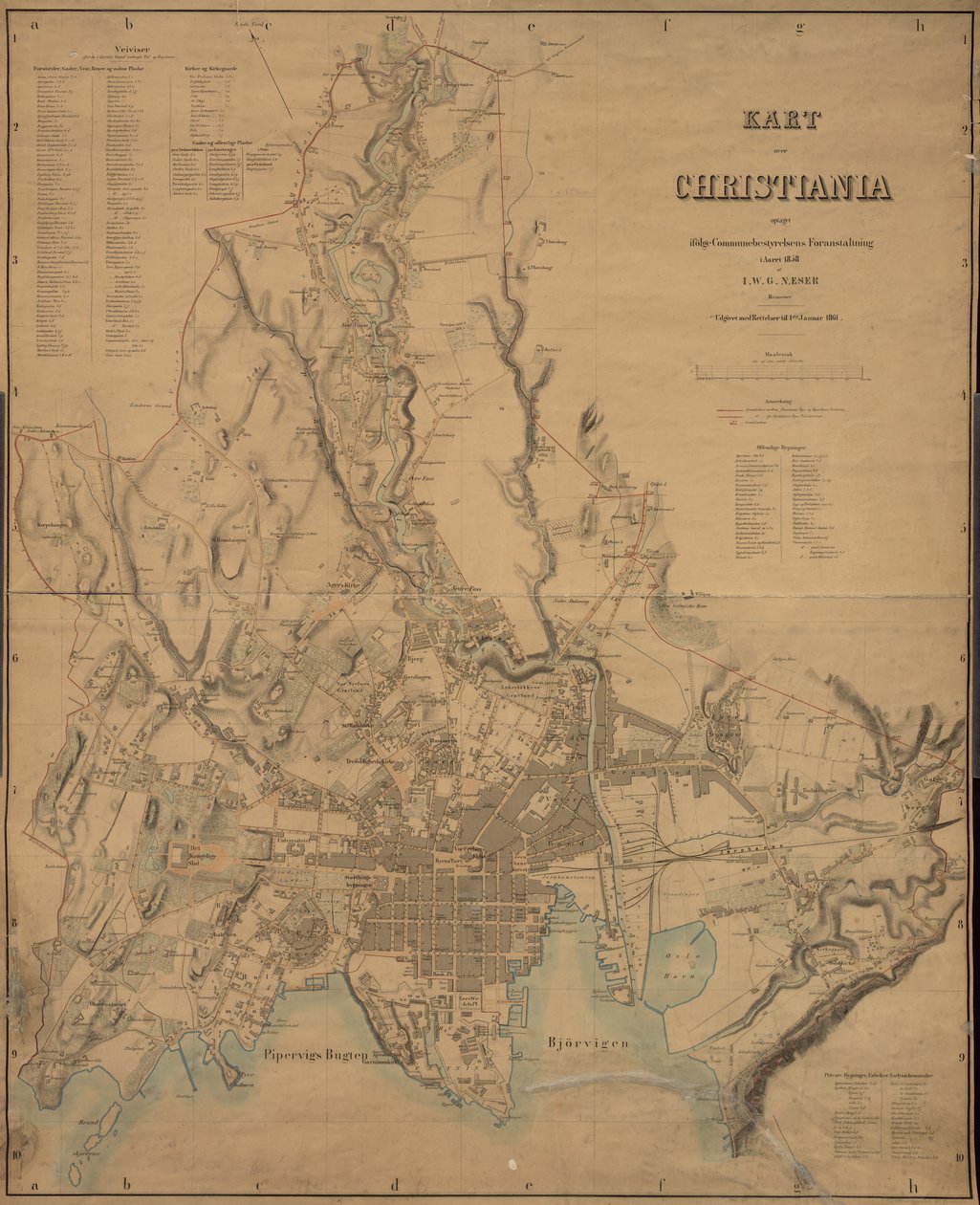 Kaart van Christiania door I.W.G. Næser