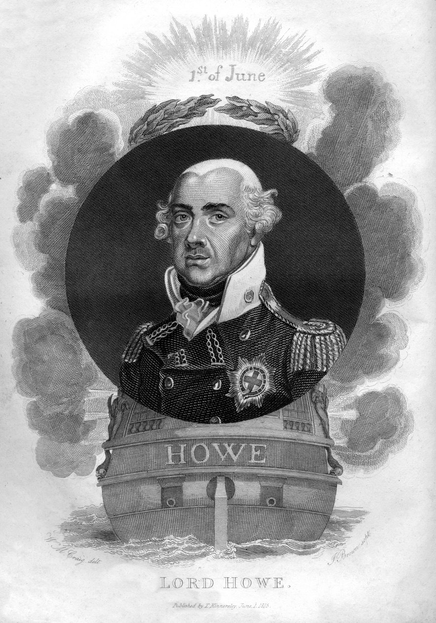 Admiraal Richard Howe, 1e Graaf Howe, 1726-1799, Engelse admiraal, 1816 door I. Brown