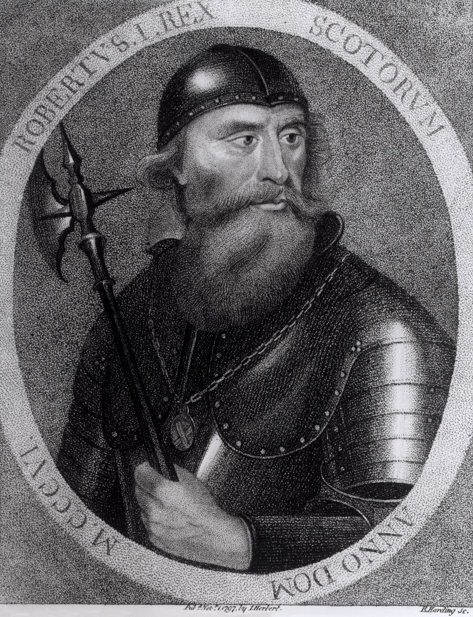 Portret van Koning Robert I van Schotland (1274-1329) gegraveerd door E.Harding, 1 november 1797 door I Herbert