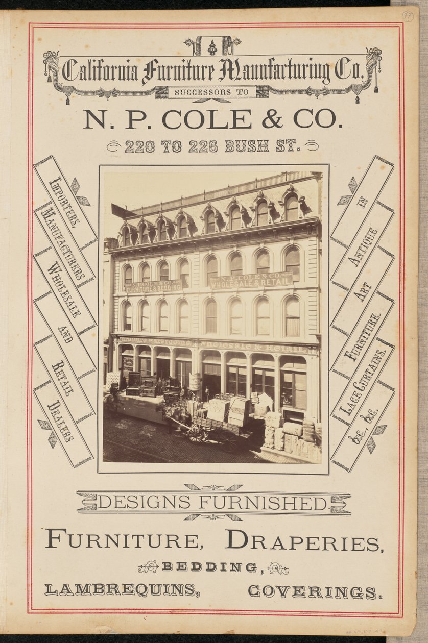 [California Furniture Manufacturing Company, San Francisco]. door I. W. Taber