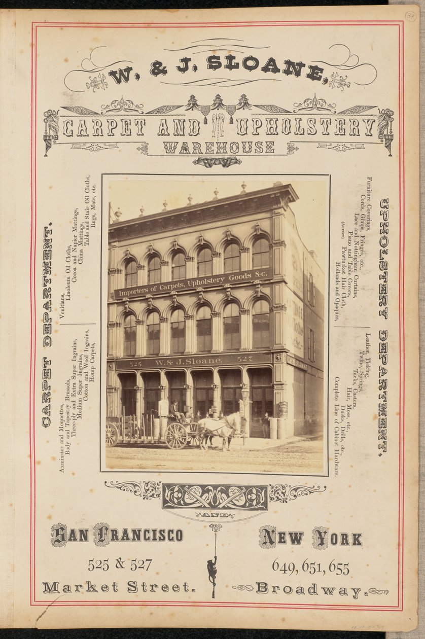 [W. and J. Sloane Carpet and Upholstery Warehouse, San Francisco]. door I. W. Taber