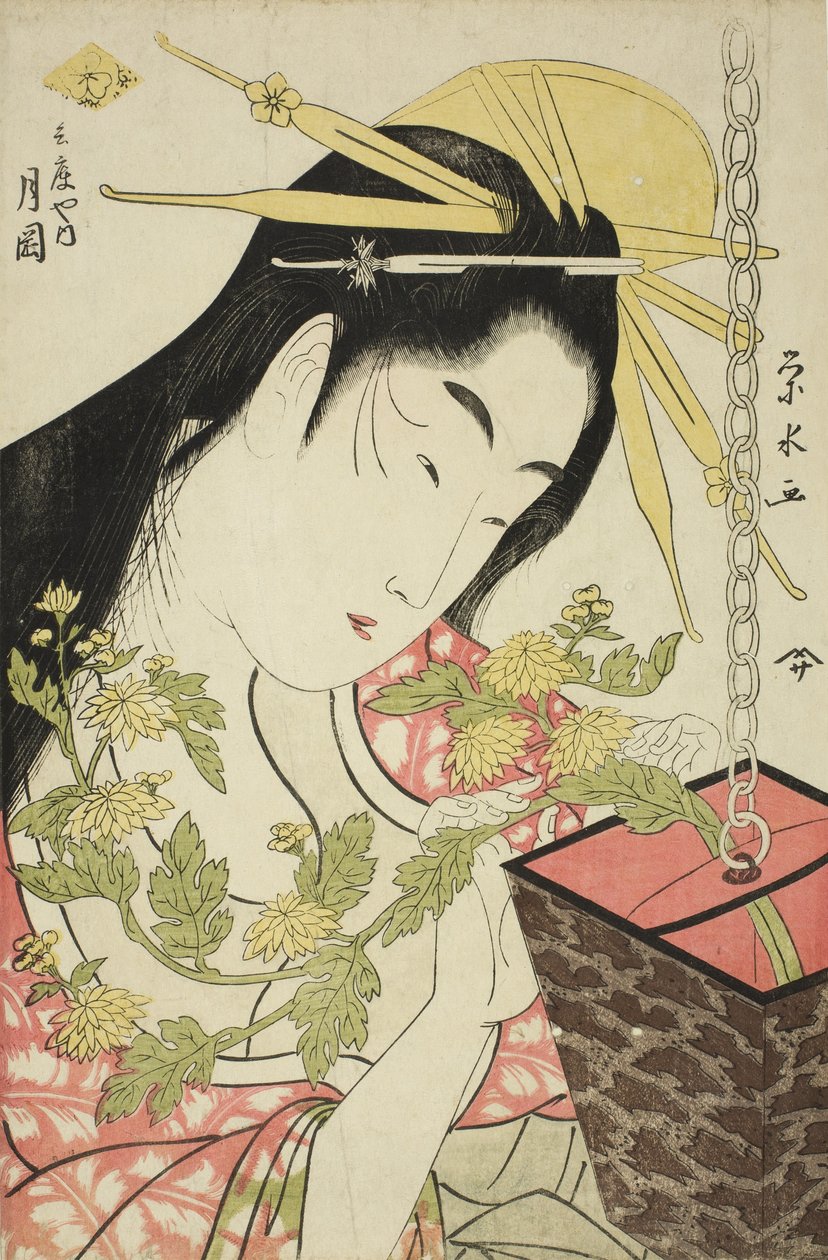 De courtisane Tsukioka van de Hyogoya, c.1797 door Ichirakutei Eisui