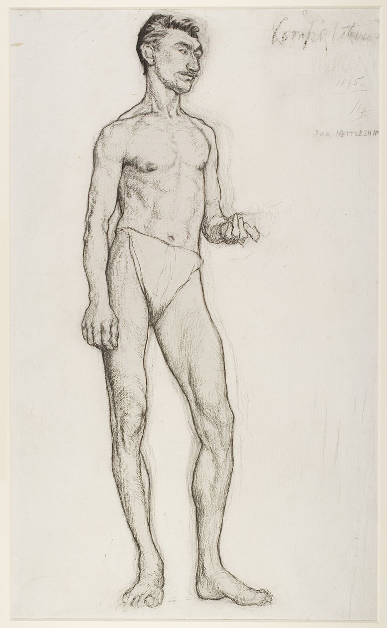 Een Studie van een Mannelijk Naaktfiguur door Ida Margaret Nettleship