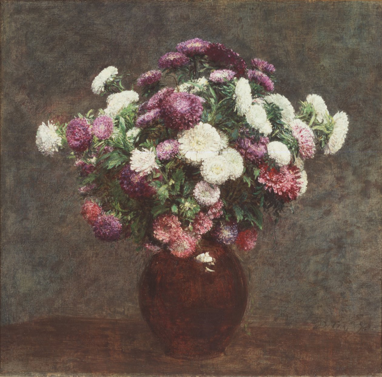Asters in een vaas door Ignace Henri Jean Fantin Latour