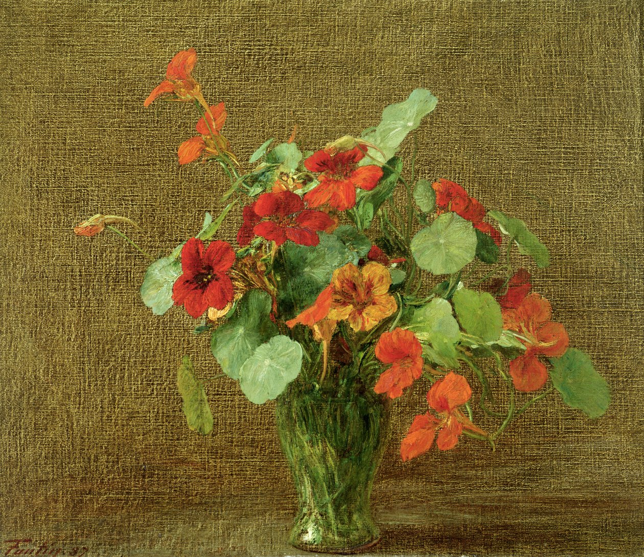 Kapucijnen (Oost-Indische kers) door Ignace Henri Jean Fantin Latour