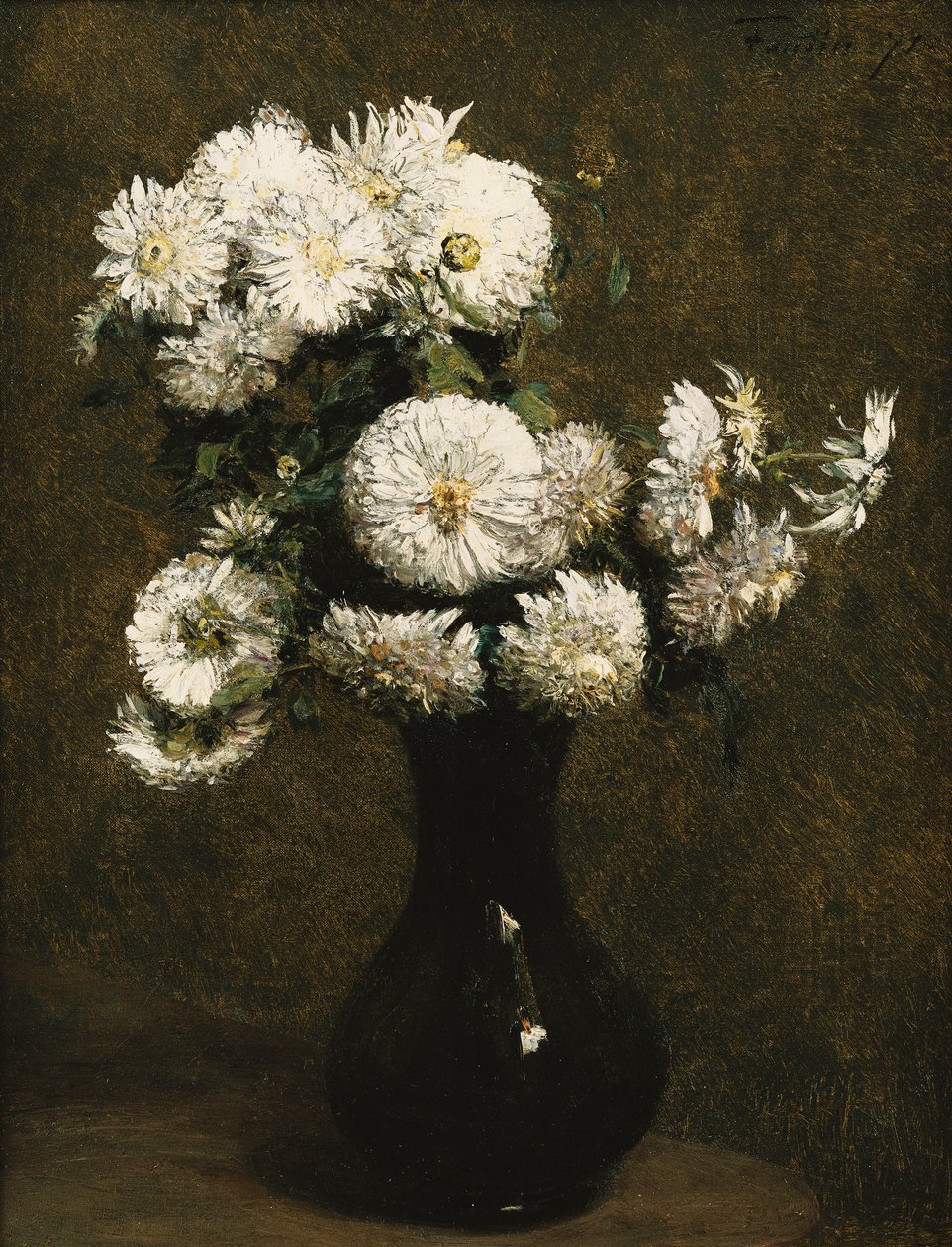 Chrysanten, 1871 door Ignace Henri Jean Fantin-Latour