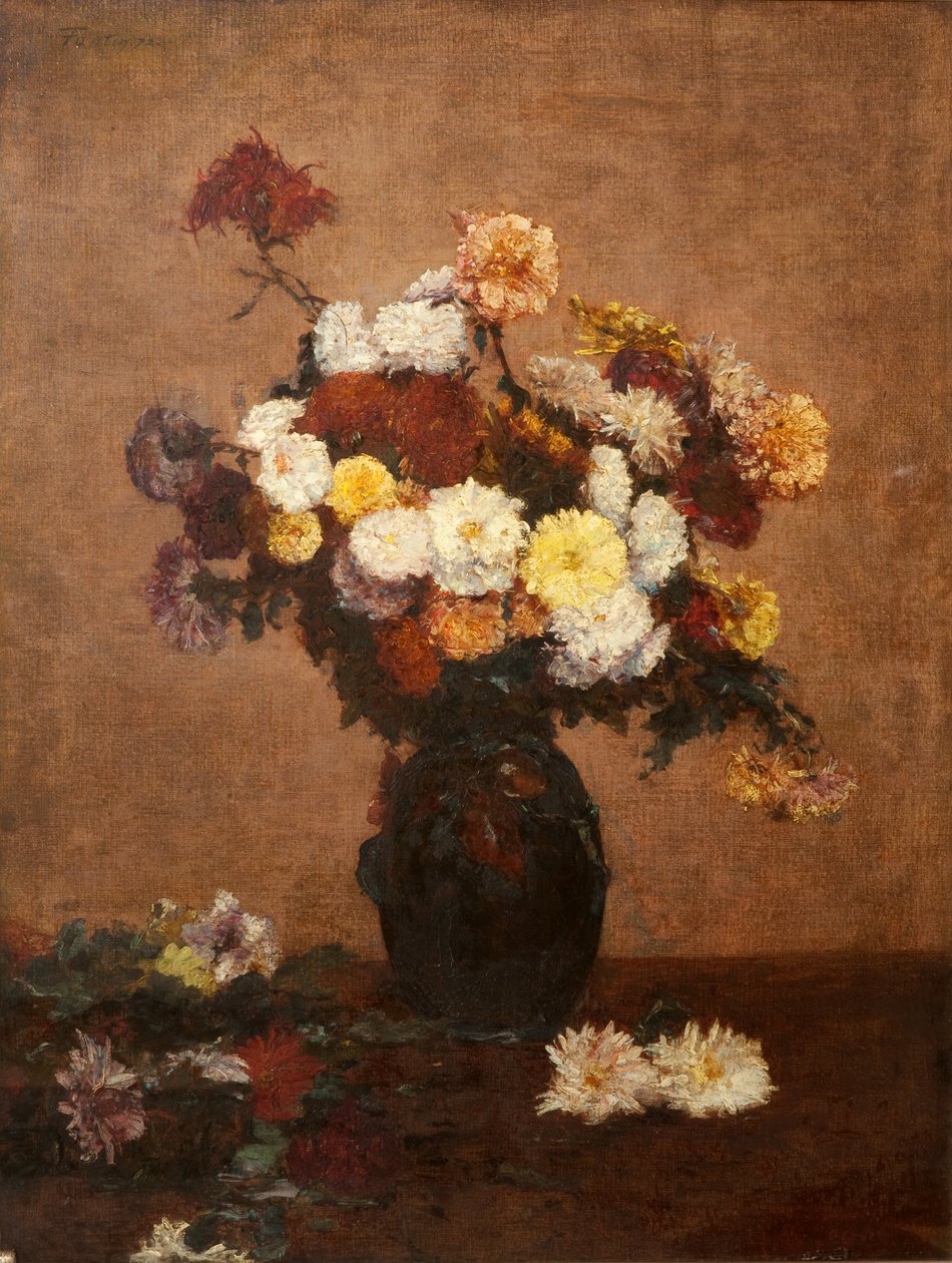 Bloemen in een vaas, 1872 door Ignace Henri Jean Fantin Latour