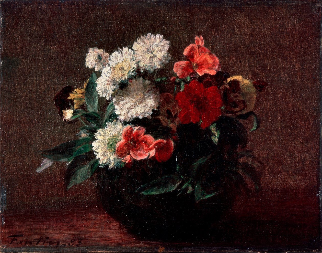 Bloemen in een Aardewerken Vaas door Ignace Henri Jean Fantin Latour