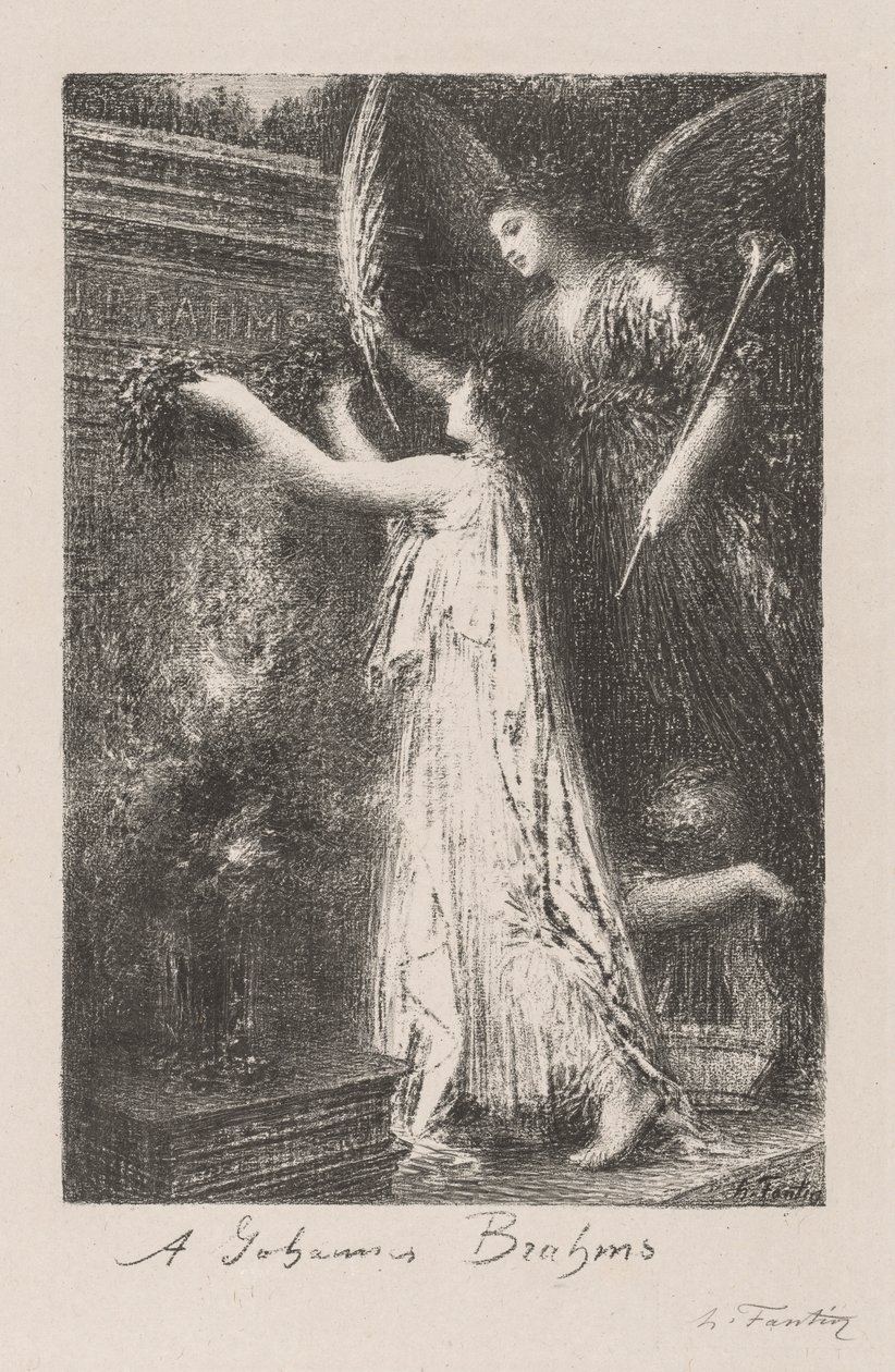 Aan Johannes Brahms, 1900 door Ignace Henri Jean Fantin Latour