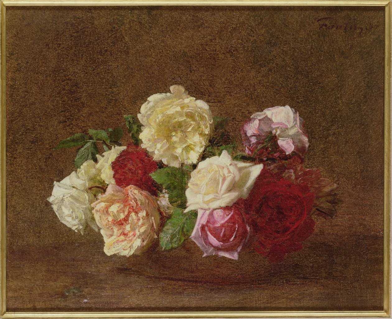 Rozen in een kom, 1884 door Ignace Henri Jean Fantin Latour