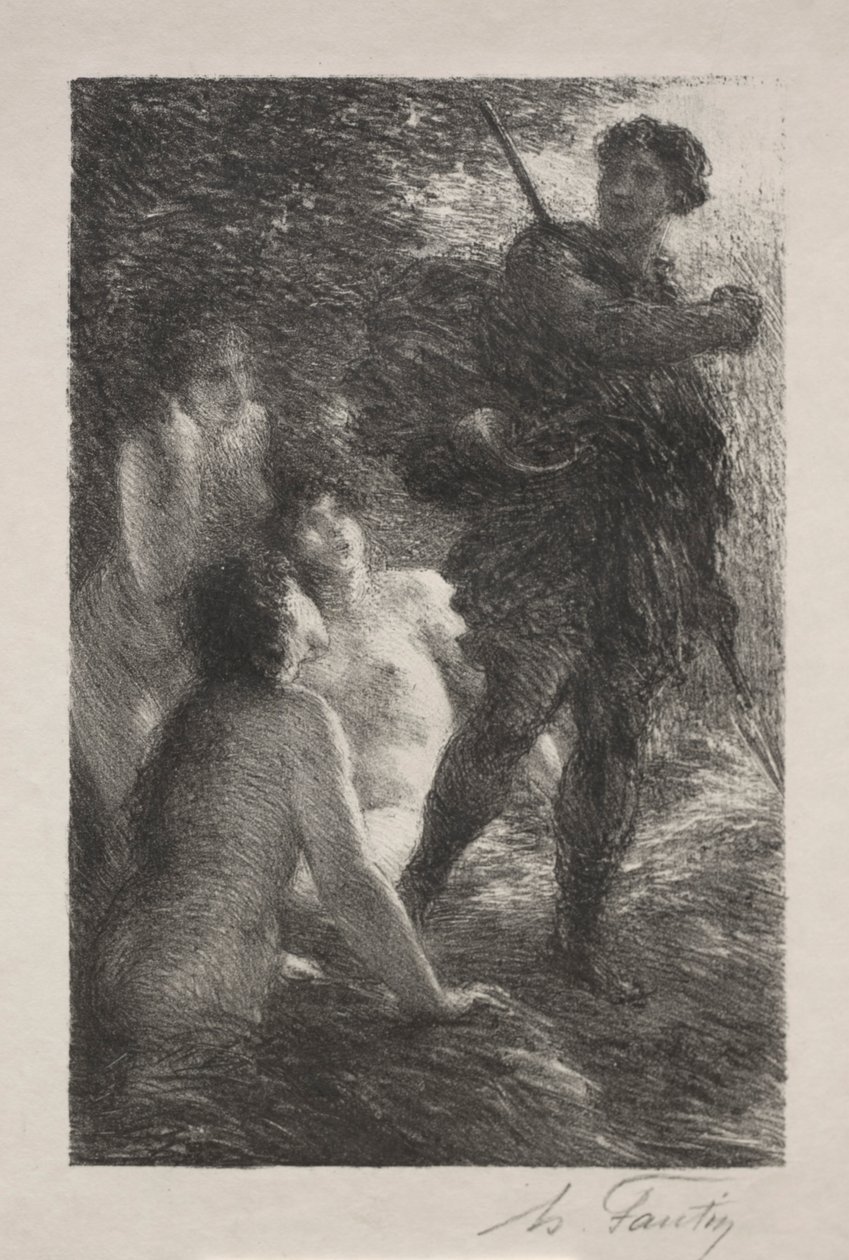 Siegfried en de dochters van de Rijn door Ignace Henri Jean Fantin Latour