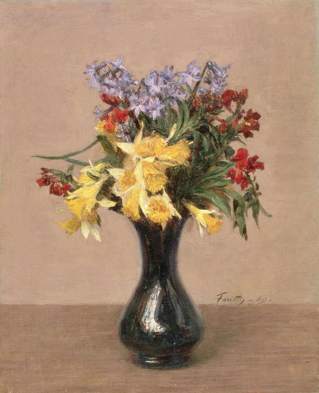 Lentebloemen, 1869 door Ignace Henri Jean Fantin Latour