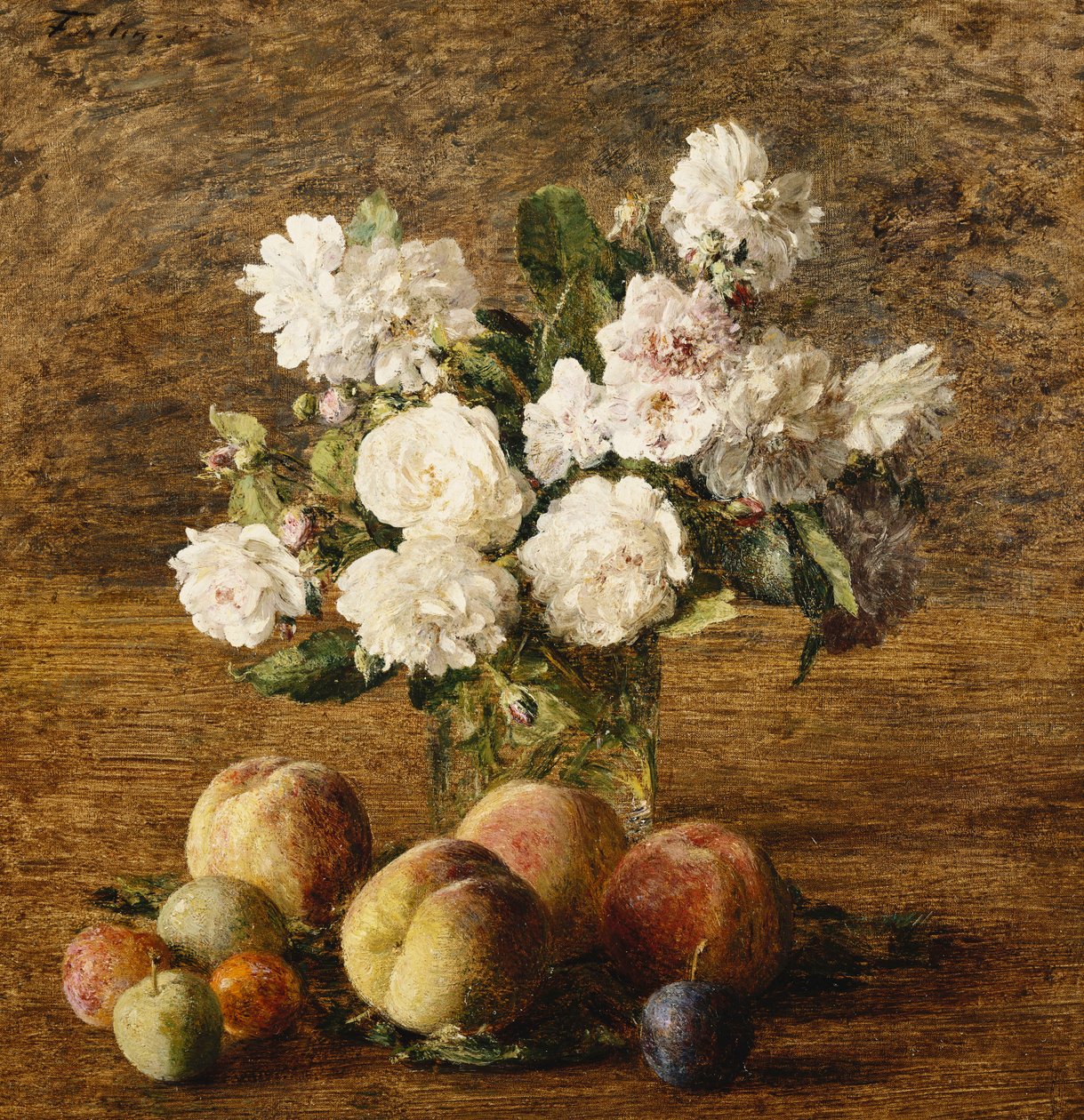 Stilleven: rozen en fruit, 1878 door Ignace Henri Jean Fantin Latour