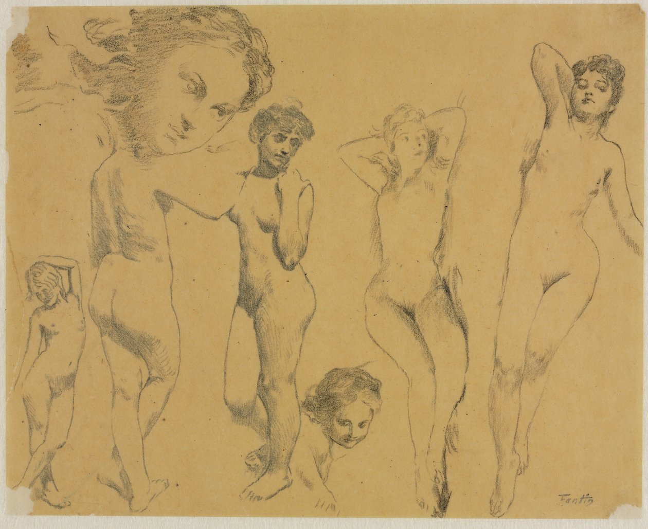 Studies van Vrouwelijke Naakten, ca. 1895 door Ignace Henri Jean Fantin Latour
