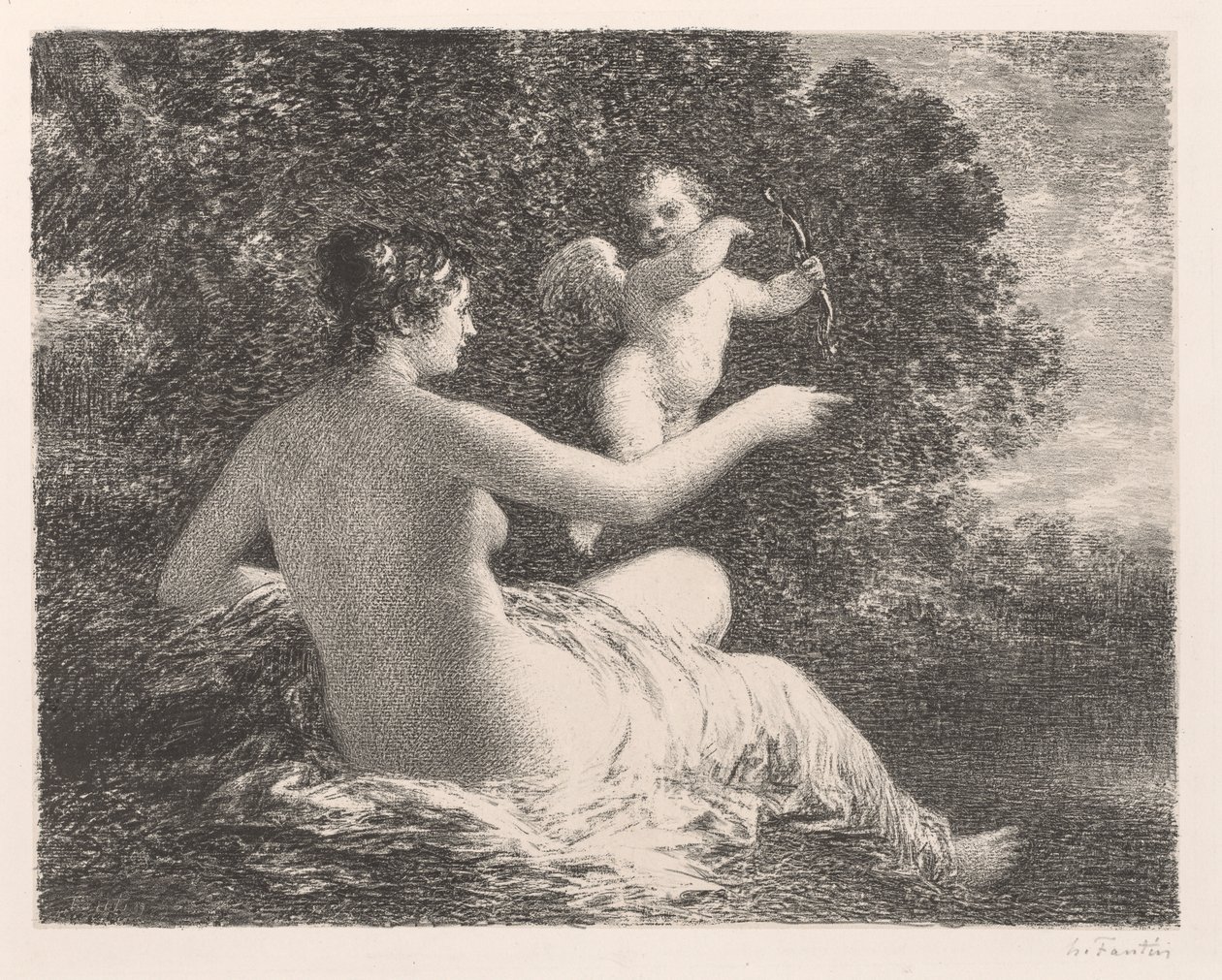 Venus en Cupido, 1896 door Ignace Henri Jean Fantin Latour