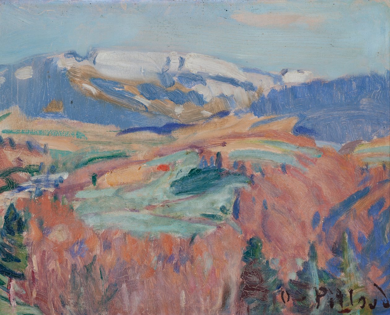 Fribourg platteland in de herfst door Ignace Nazaire Oswald Pilloud