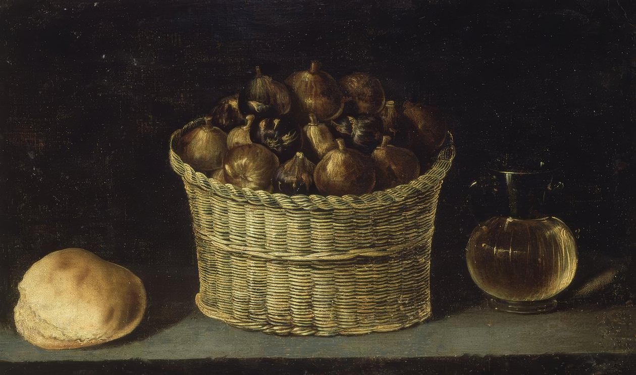Stilleven (Mand met vijgen, brood en honingpot) – 20e eeuw door Ignacio Zuloaga y Zabaleta