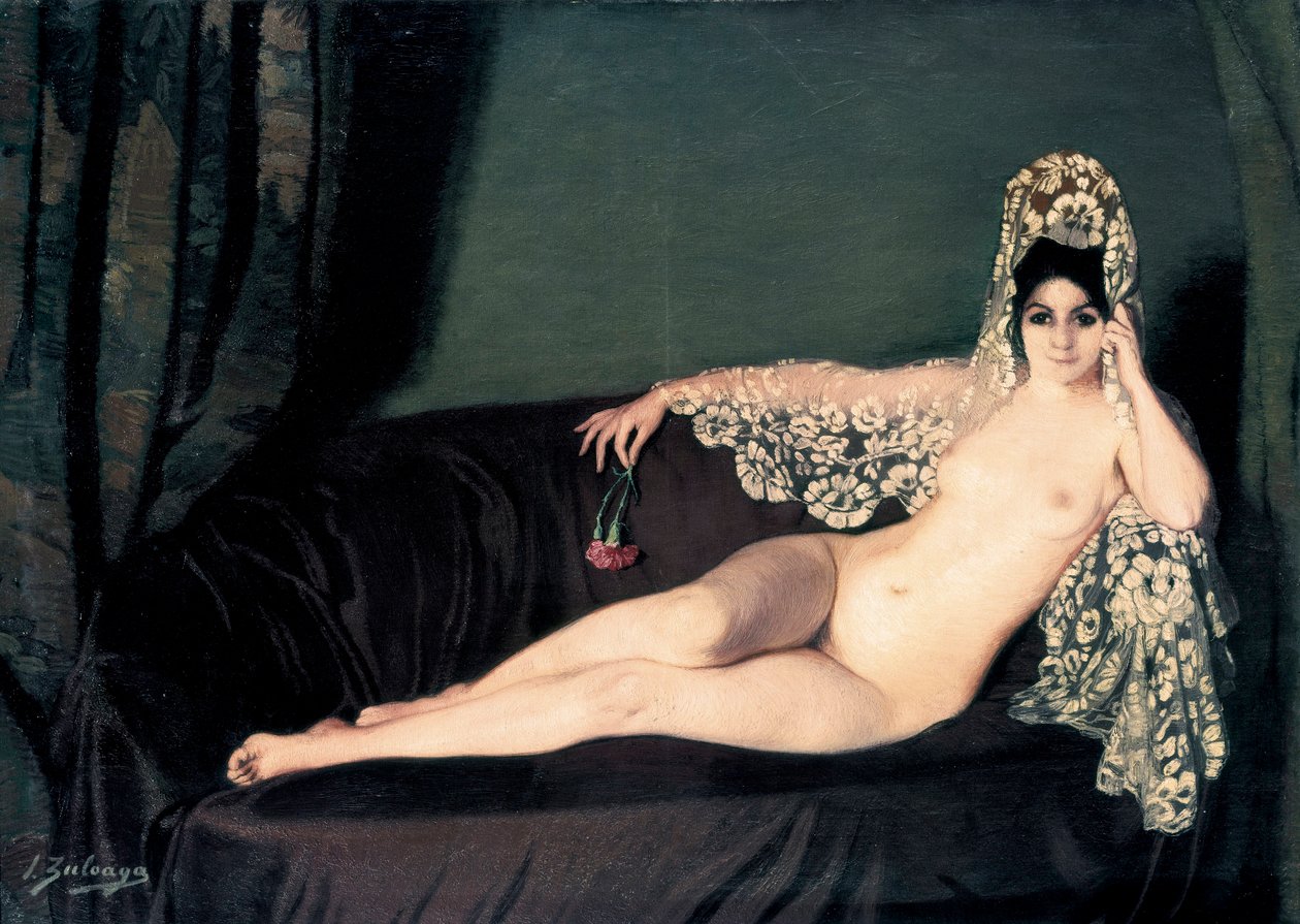 "Vrouwelijk naakt" - Portret van de gravin Anna prinses Brancoveanu (Brancovan) door Ignacio Zuloaga y Zabaleta