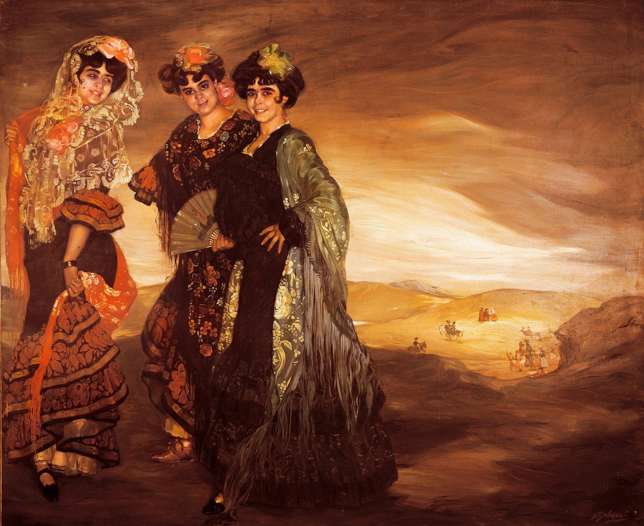 De drie neven (met de traditionele Spaanse kostuums van dansers) c.1903 door Ignacio Zuloaga y Zabaleta