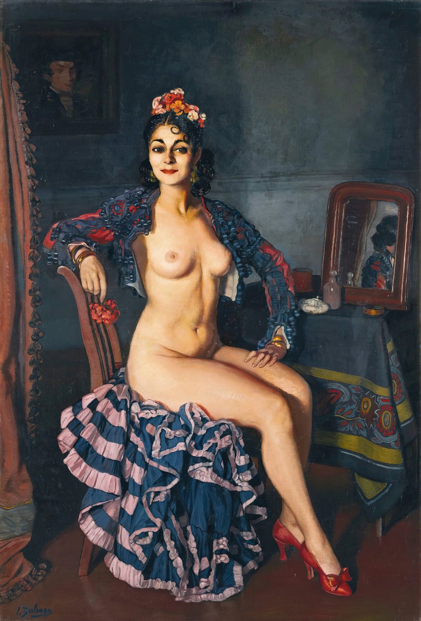 La Bella Oterito in haar kleedkamer, 1936 door Ignacio Zuloaga y Zabaleto