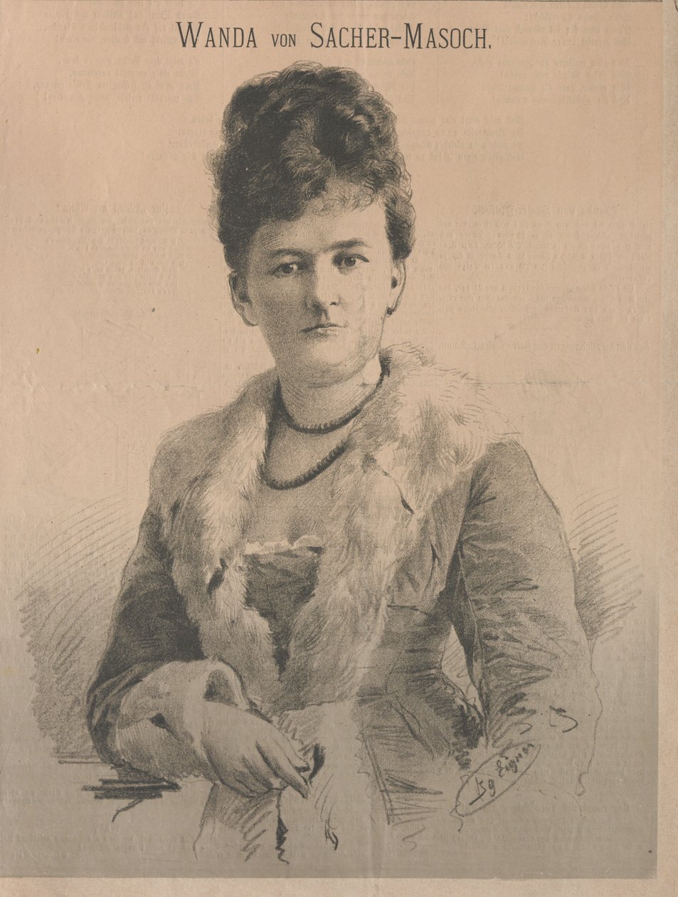 Schrijfster Wanda von Sacher-Masoch, geboren Angelika Aurora Rümelin, 1879 door Ignaz Eigner