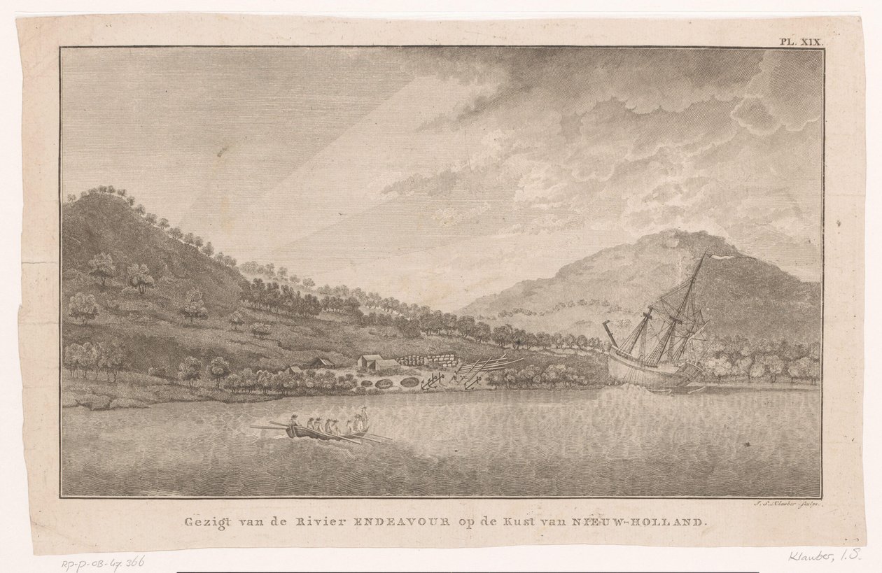 Gezicht op de rivier Endeavour in Australië door Ignaz Sebastian Klauber